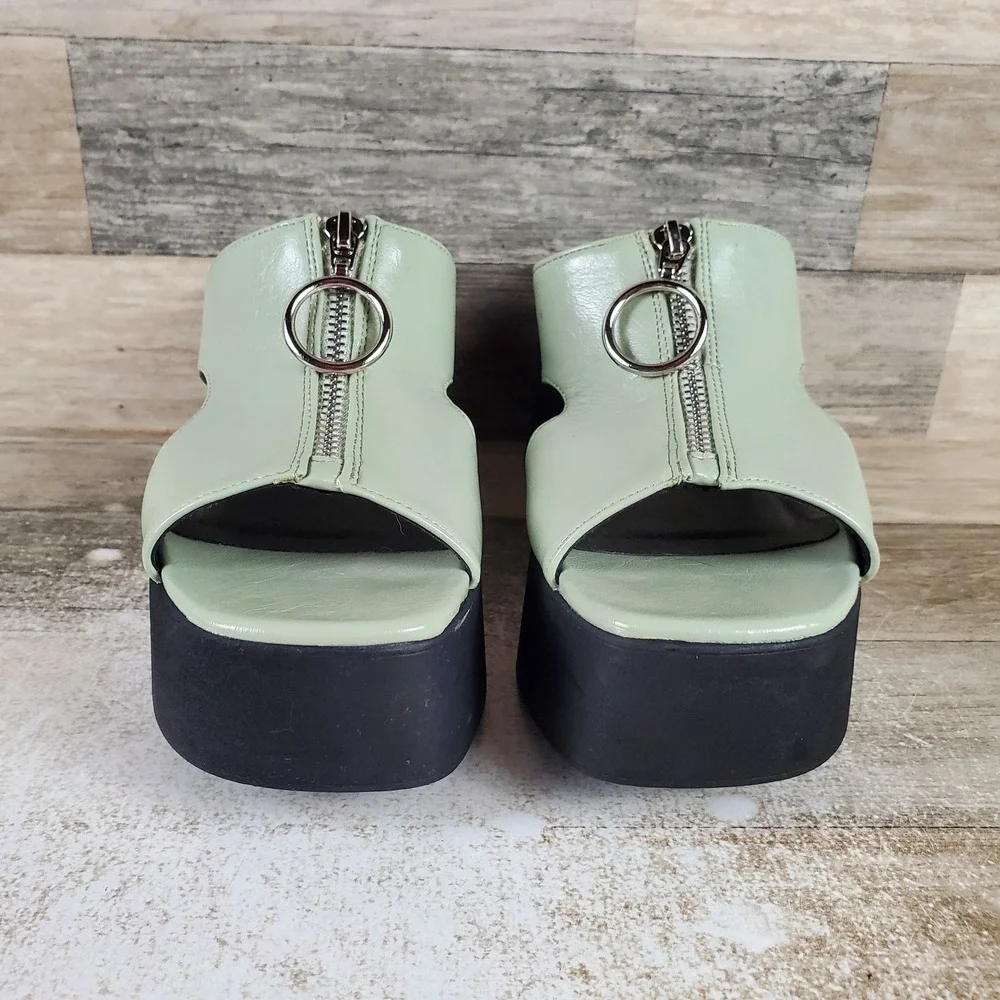 Chinese Laundry Taysha Womens Sandals‎ Sz 7.5 M Green Smooth Comfort Open Toe